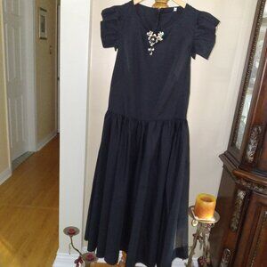 Elegant Black Dress, Made in Europe, Cotton, Size - 2/P